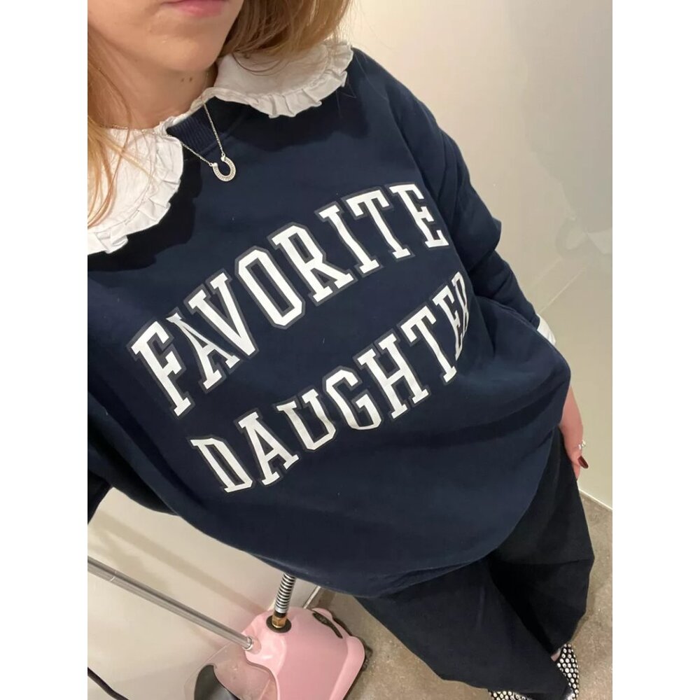 FAVORITE DAUGHTER The Collegiate Sweatshirt in Navy Size Medium